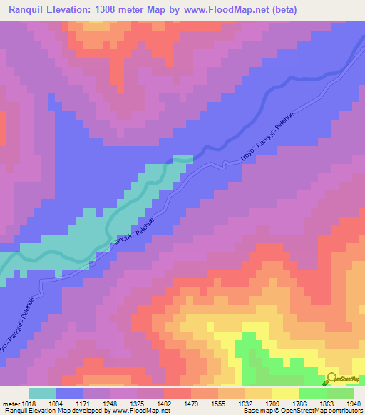 Ranquil,Chile Elevation Map