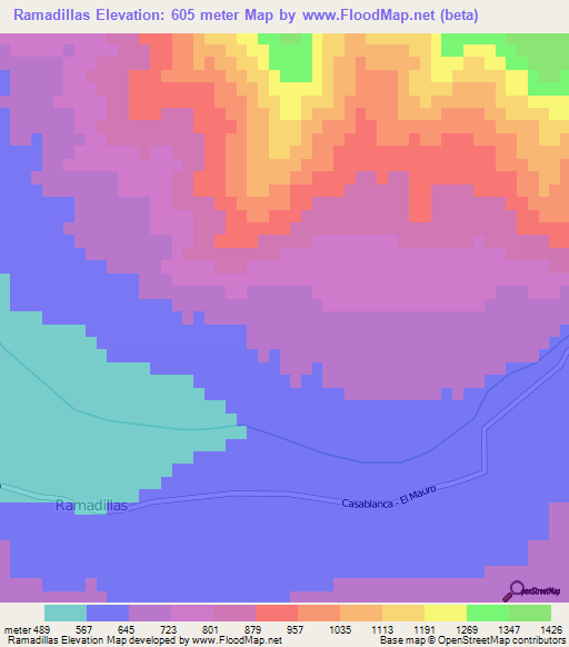 Ramadillas,Chile Elevation Map