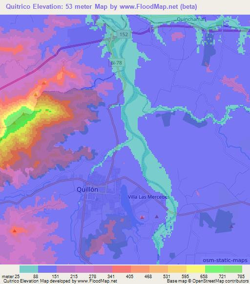 Quitrico,Chile Elevation Map
