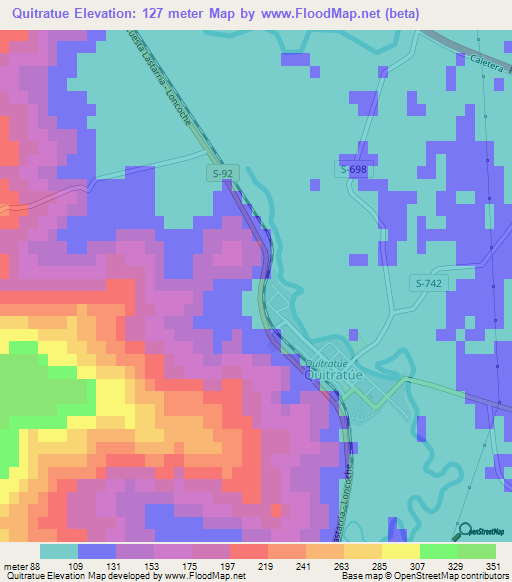 Quitratue,Chile Elevation Map
