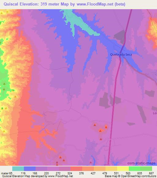 Quiscal,Chile Elevation Map