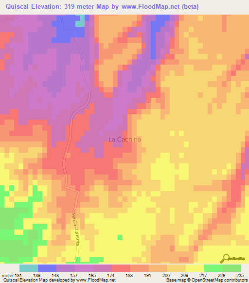 Quiscal,Chile Elevation Map