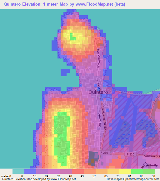 Quintero,Chile Elevation Map