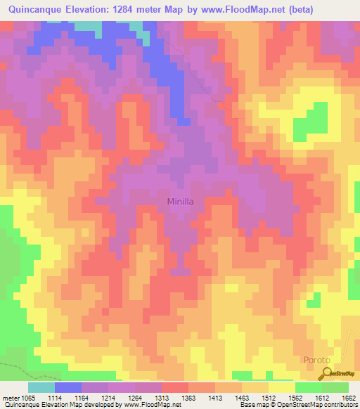 Quincanque,Chile Elevation Map