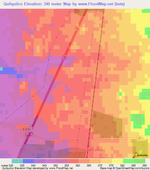 Quilquilco,Chile Elevation Map