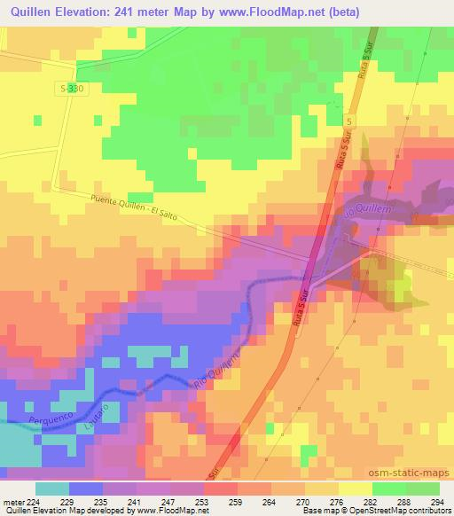 Quillen,Chile Elevation Map