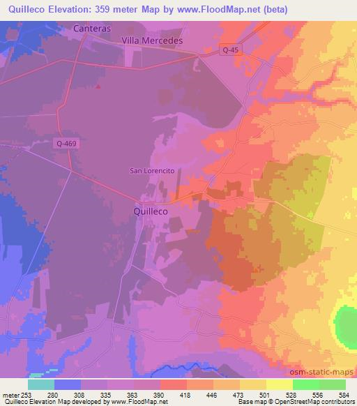 Quilleco,Chile Elevation Map