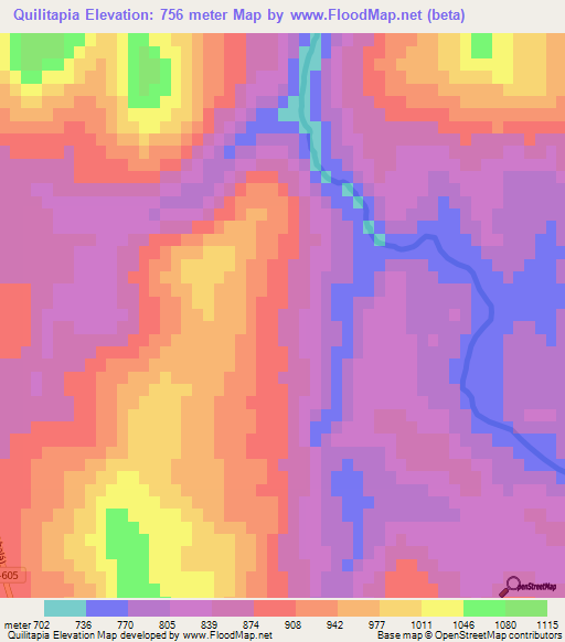 Quilitapia,Chile Elevation Map