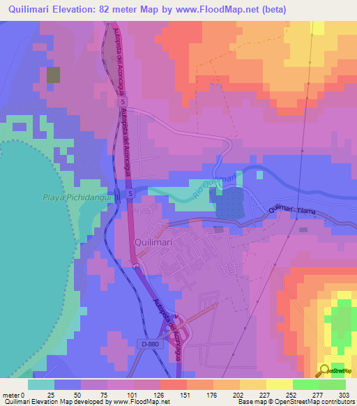 Quilimari,Chile Elevation Map