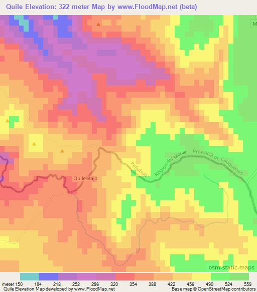 Quile,Chile Elevation Map
