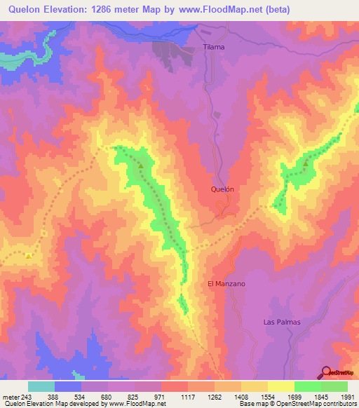Quelon,Chile Elevation Map