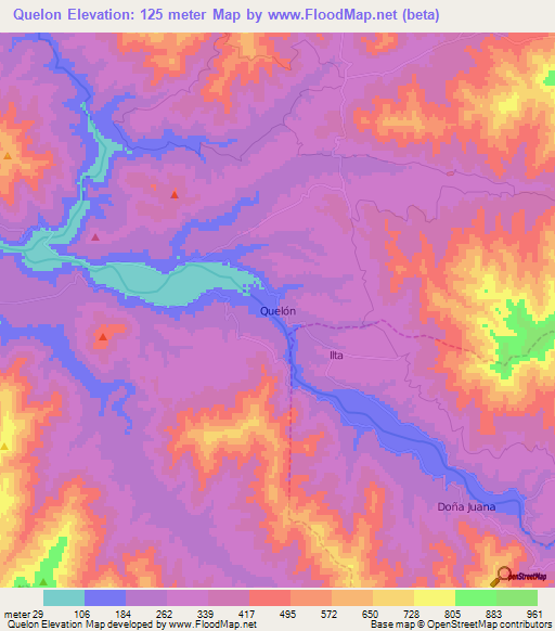 Quelon,Chile Elevation Map