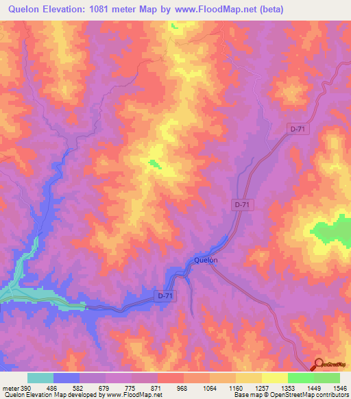 Quelon,Chile Elevation Map
