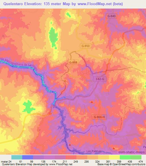 Quelentaro,Chile Elevation Map