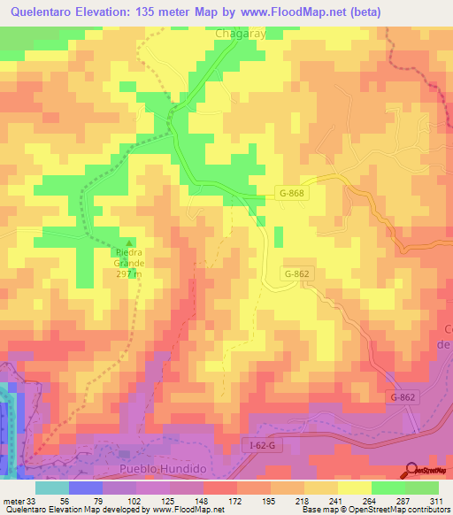 Quelentaro,Chile Elevation Map