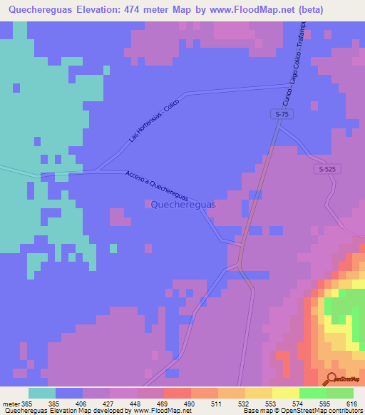 Quechereguas,Chile Elevation Map