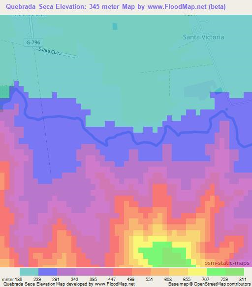 Quebrada Seca,Chile Elevation Map