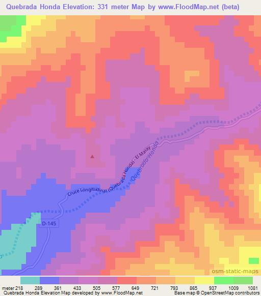 Quebrada Honda,Chile Elevation Map