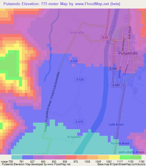 Putaendo,Chile Elevation Map
