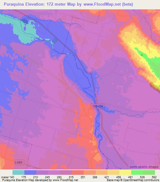 Puraquina,Chile Elevation Map