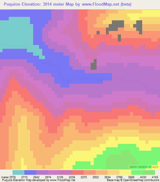Puquios,Chile Elevation Map
