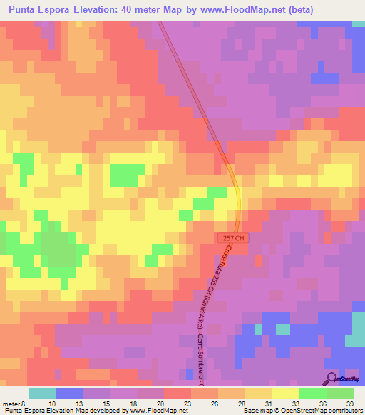 Punta Espora,Chile Elevation Map