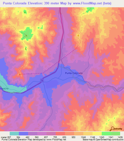 Punta Colorada,Chile Elevation Map