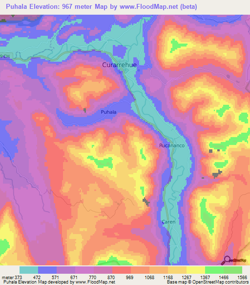Puhala,Chile Elevation Map