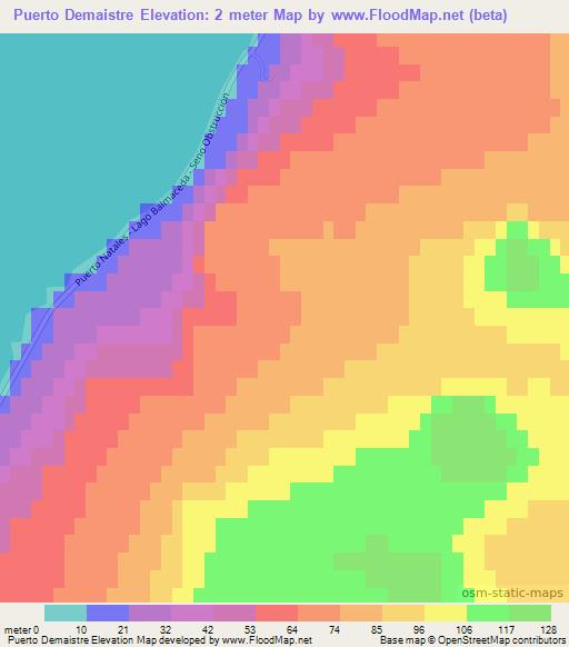 Puerto Demaistre,Chile Elevation Map
