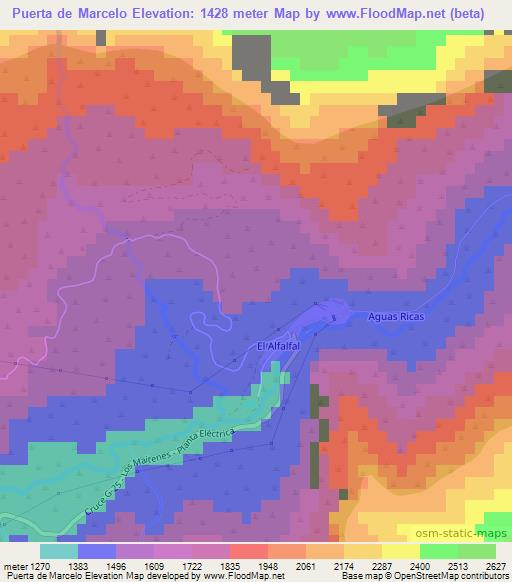 Puerta de Marcelo,Chile Elevation Map