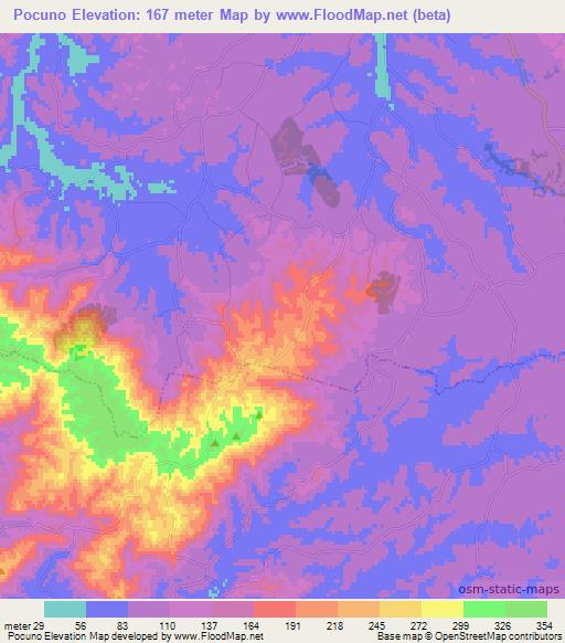 Pocuno,Chile Elevation Map