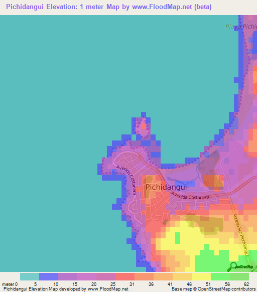 Pichidangui,Chile Elevation Map