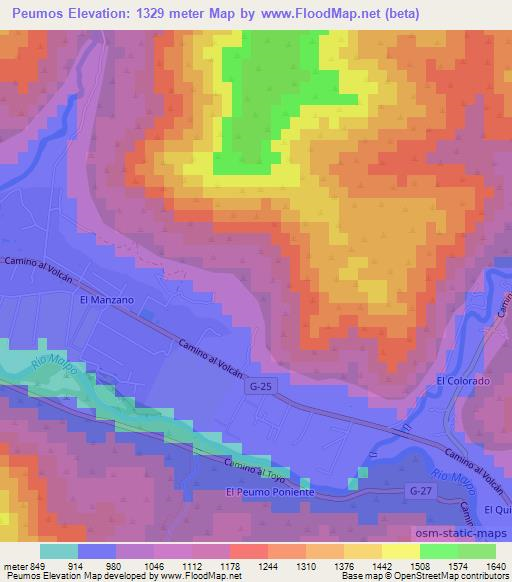Peumos,Chile Elevation Map