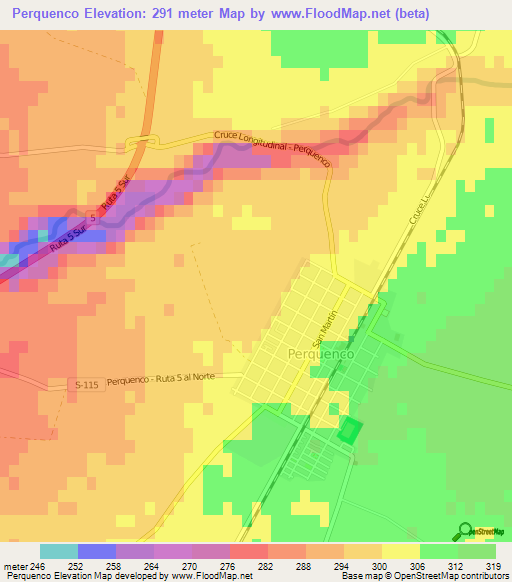 Perquenco,Chile Elevation Map