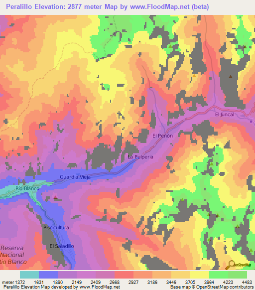 Peralillo,Chile Elevation Map