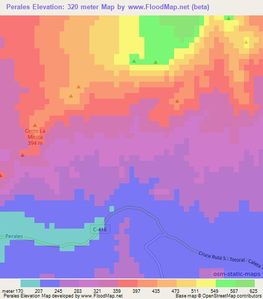 Perales,Chile Elevation Map