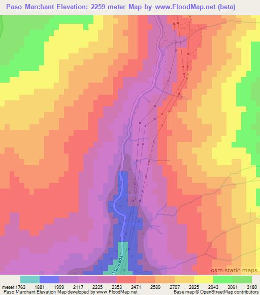 Paso Marchant,Chile Elevation Map