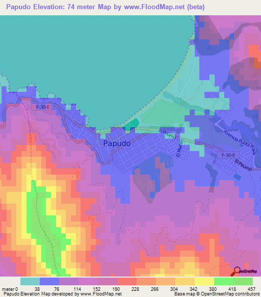 Papudo,Chile Elevation Map