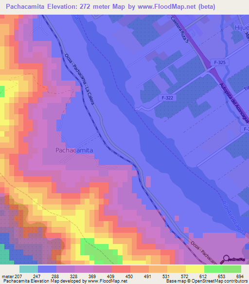 Pachacamita,Chile Elevation Map
