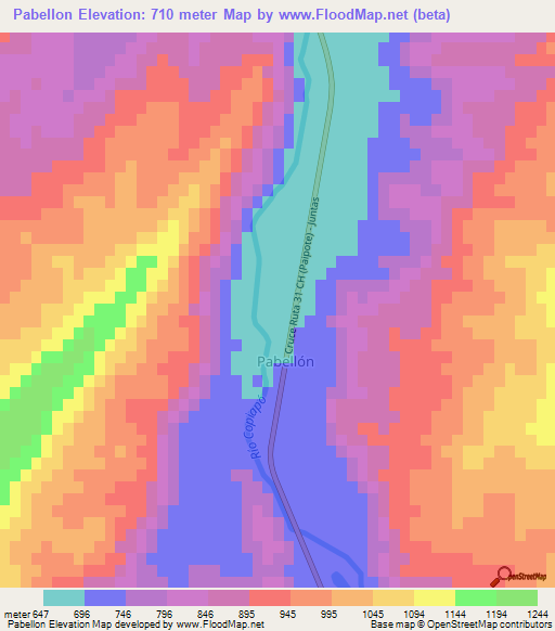 Pabellon,Chile Elevation Map