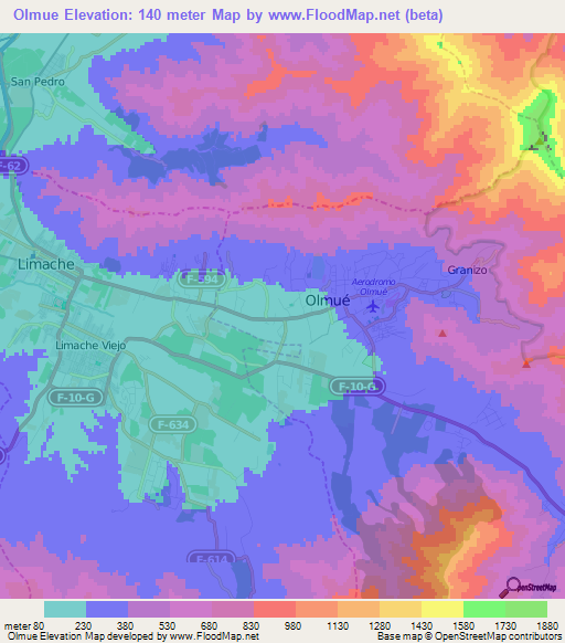 Olmue,Chile Elevation Map