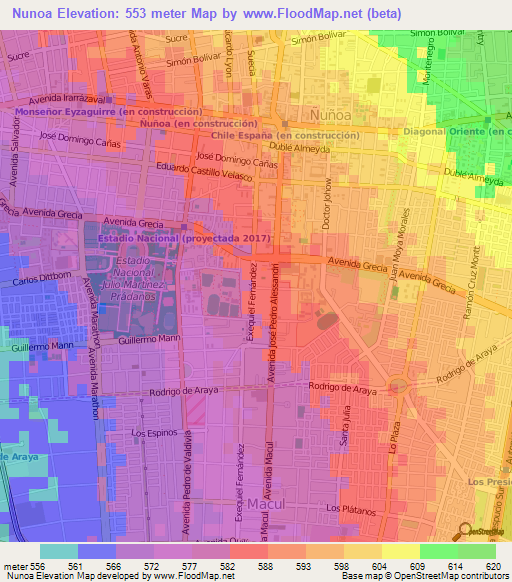 Nunoa,Chile Elevation Map