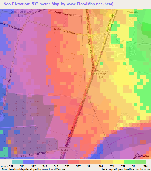 Nos,Chile Elevation Map