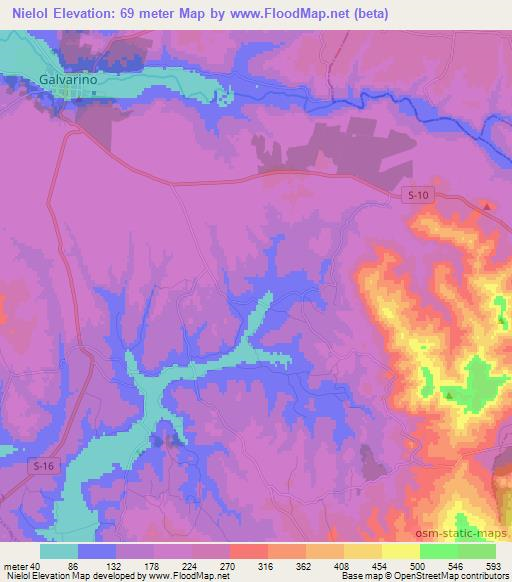 Nielol,Chile Elevation Map