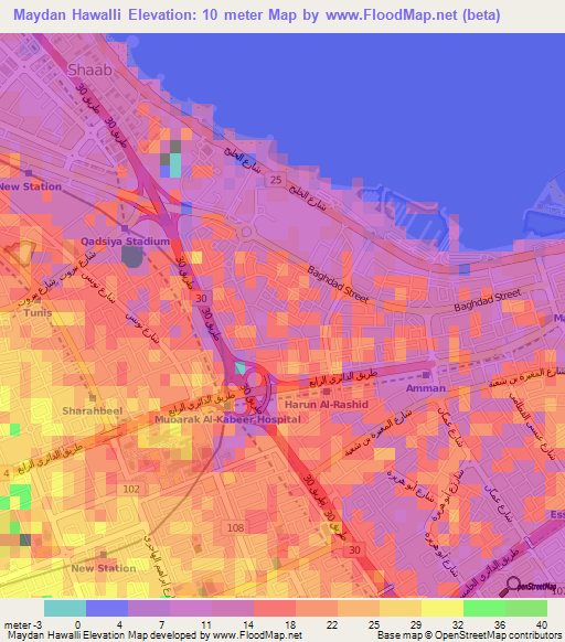 Maydan Hawalli,Kuwait Elevation Map