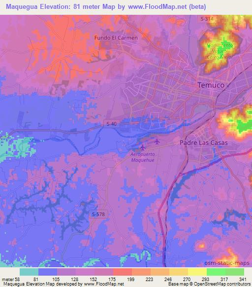 Maquegua,Chile Elevation Map