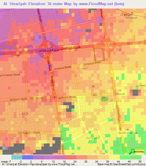 Al `Umariyah,Kuwait Elevation Map