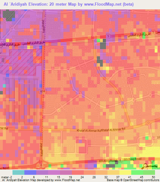 Al `Aridiyah,Kuwait Elevation Map