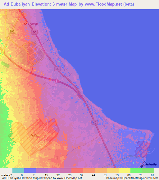 Ad Duba`iyah,Kuwait Elevation Map