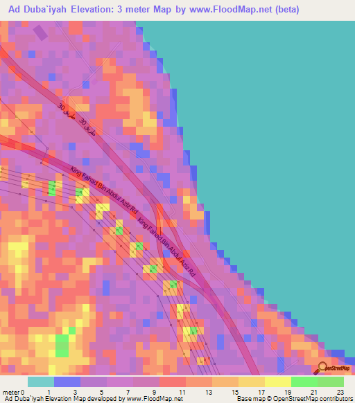 Ad Duba`iyah,Kuwait Elevation Map